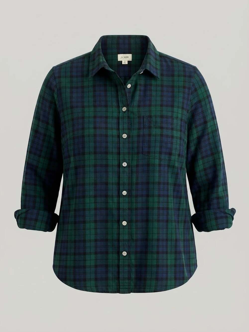J.Crew Flannel Shirt Size XXL Green Blue Plaid Tartan Button Up